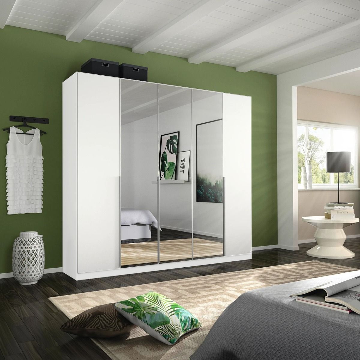 Oakwood Rauch Alabama High Polish With Mirror 5 Door Hinged Wardrobe