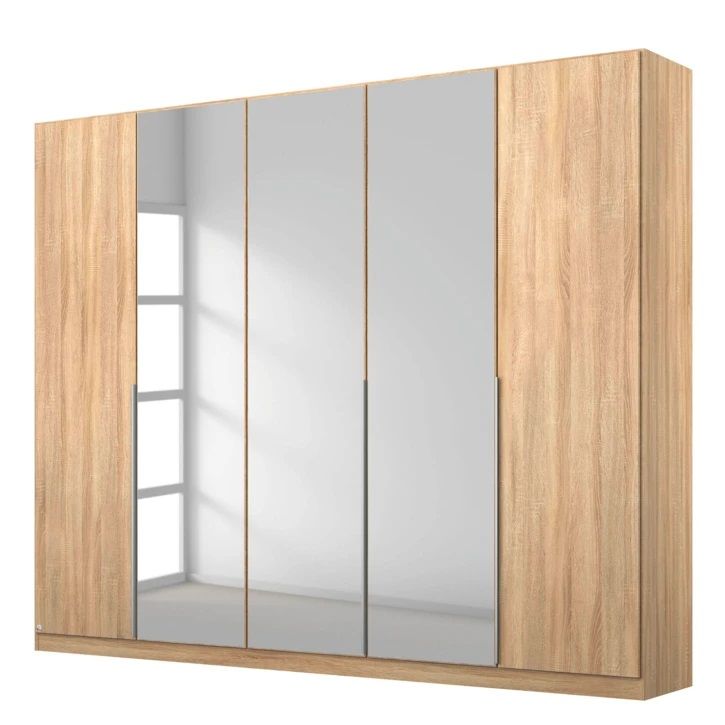 Oakwood Rauch Alabama Sonoma Oak and Mirror 5 Door Hinged Wardrobe