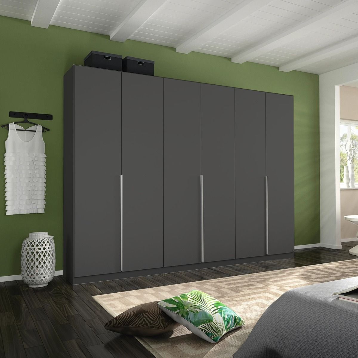 Oakwood Rauch Alabama Metallic Grey 6 Door Hinged Wardrobe