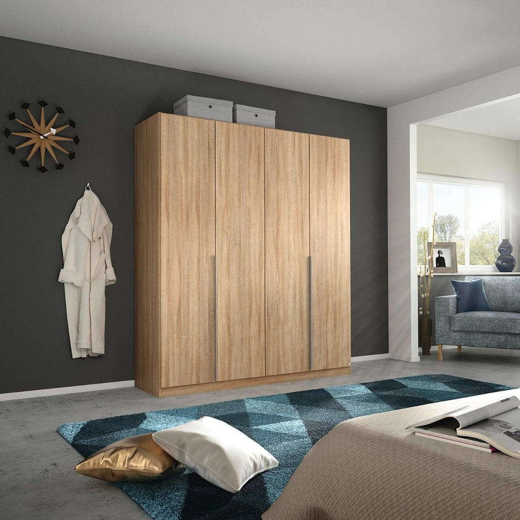 Oakwood Rauch Alabama Sonoma Oak 4 Door Hinged Wardrobe