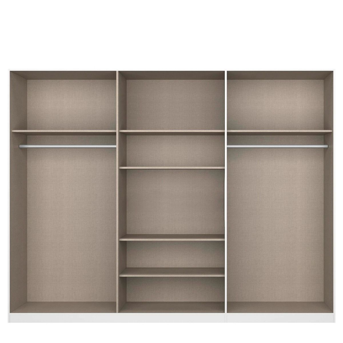 Oakwood Rauch White Glass Modern Quadra Spin 6 Door Hinged 271CM Wardrobe