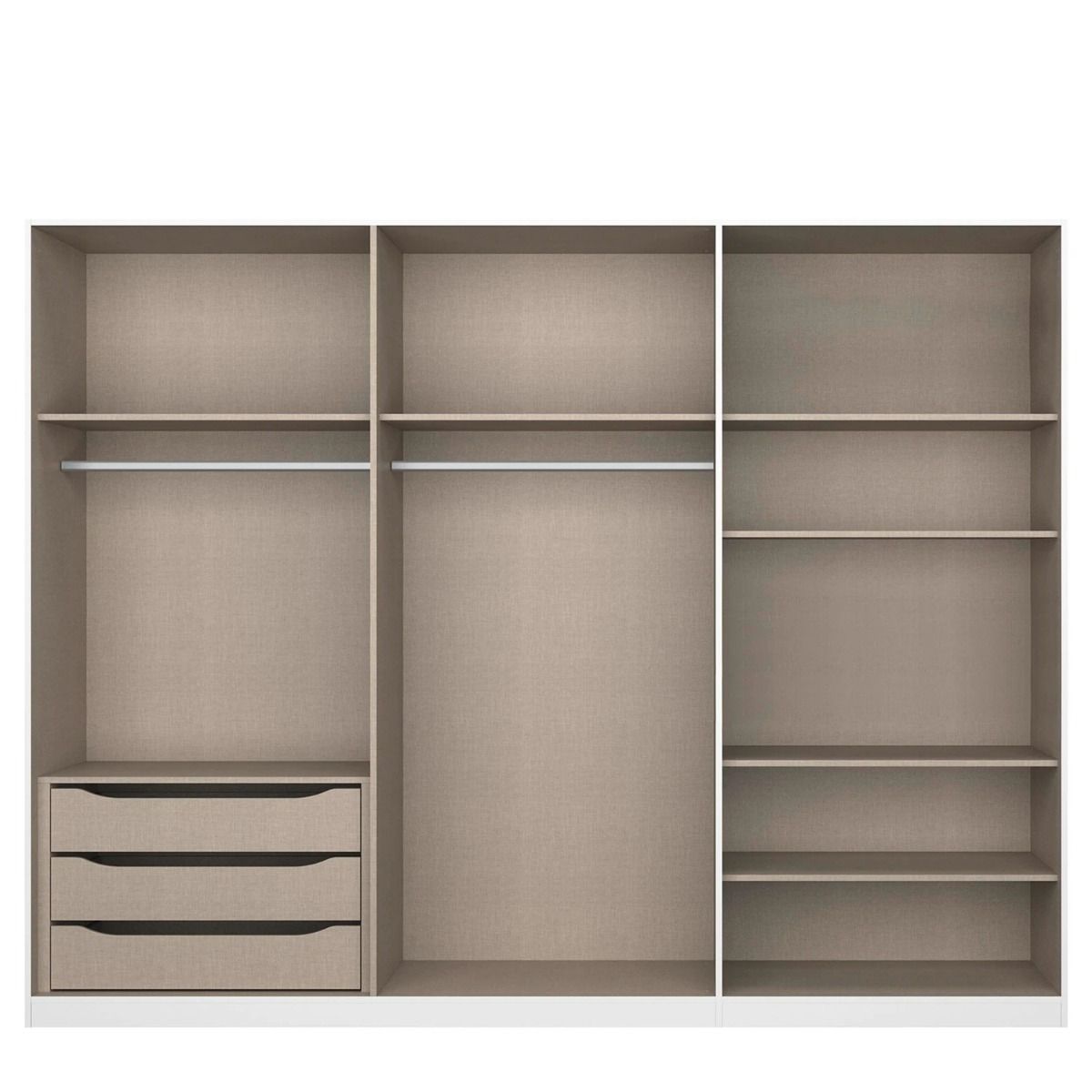 Oakwood Rauch White Glass Modern Quadra Spin 6 Door Hinged 271CM Wardrobe