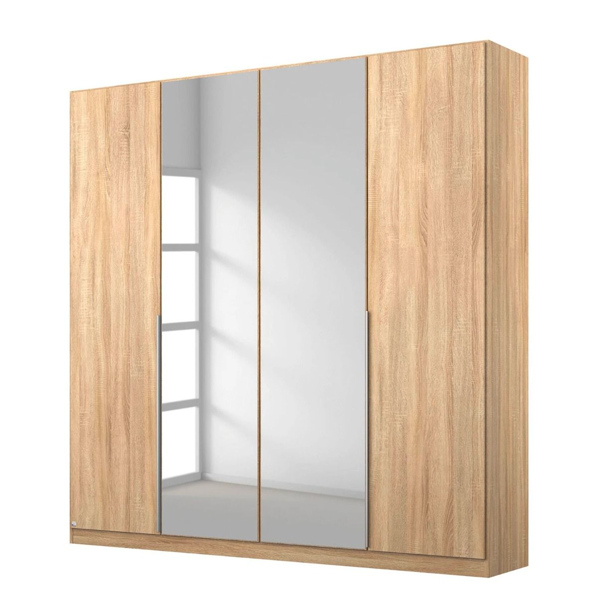 Oakwood Rauch Alabama Sonoma Oak With Mirror 4 Door Hinged Wardrobe
