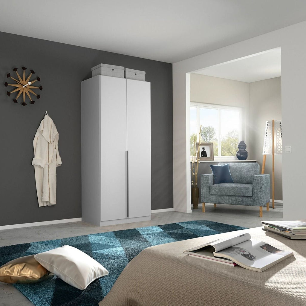 Oakwood Rauch Alabama Silk Grey 2 Door Hinged Wardrobe