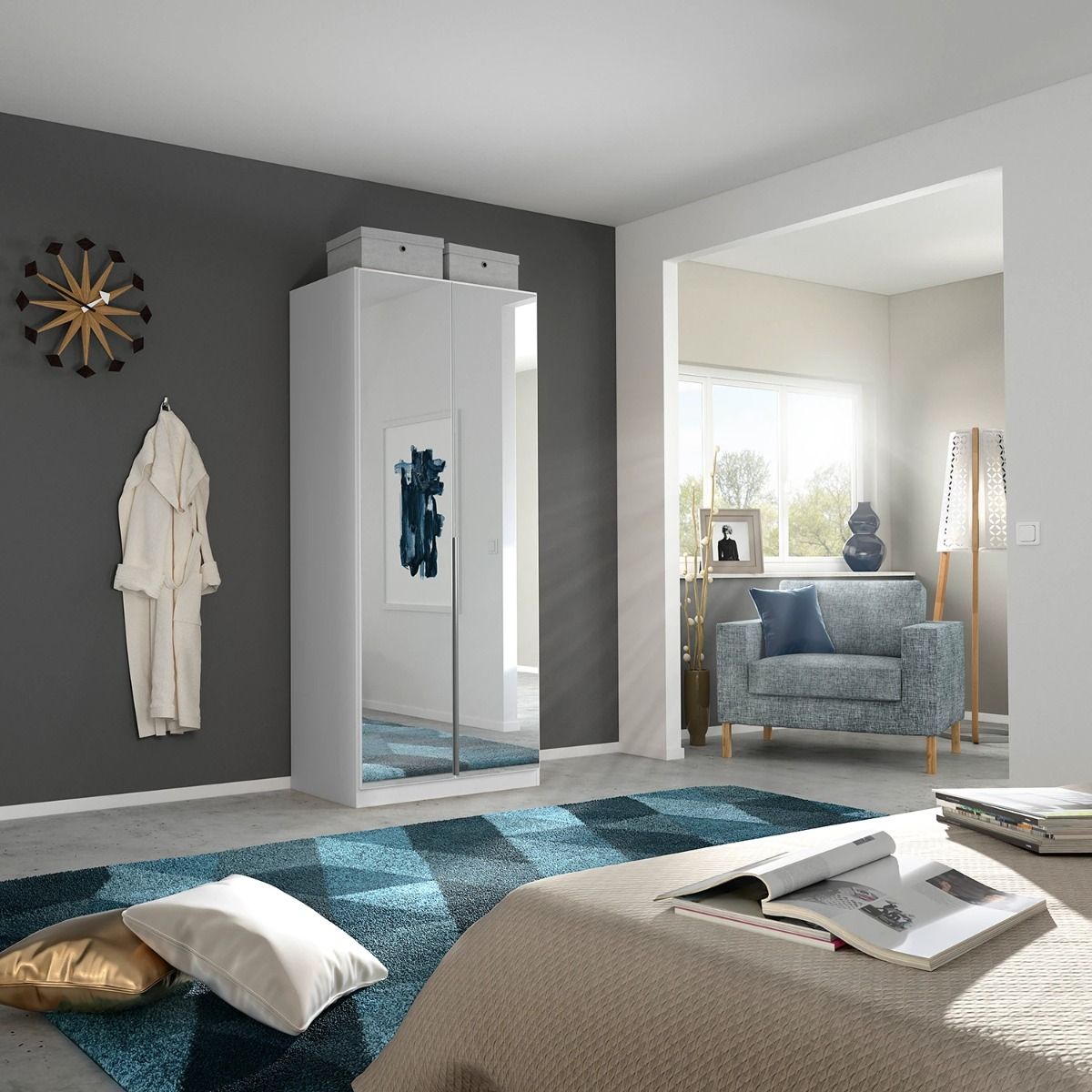 Oakwood Rauch Alabama Mirror 2 Door Hinged Wardrobe