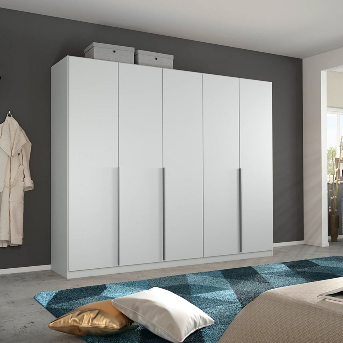 Oakwood Rauch Alabama Silk Grey 5 Door Hinged Wardrobe