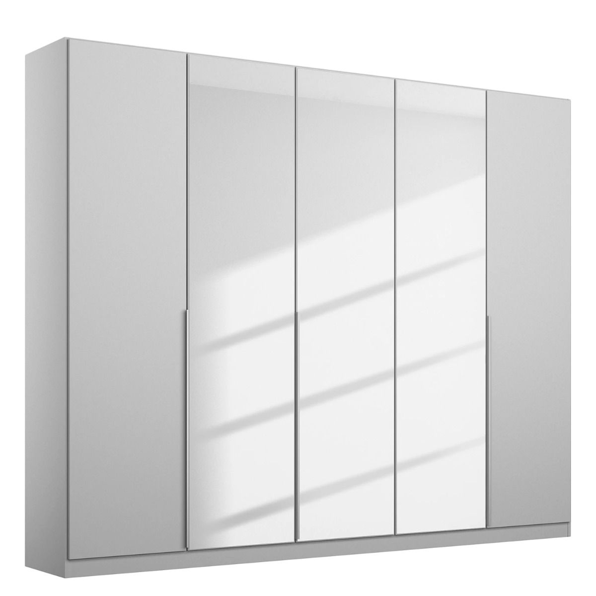 Oakwood Rauch Alabama Silk Grey and Mirror 5 Door Hinged Wardrobe