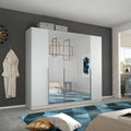 Oakwood Rauch Alabama Silk Grey and Mirror 5 Door Hinged Wardrobe