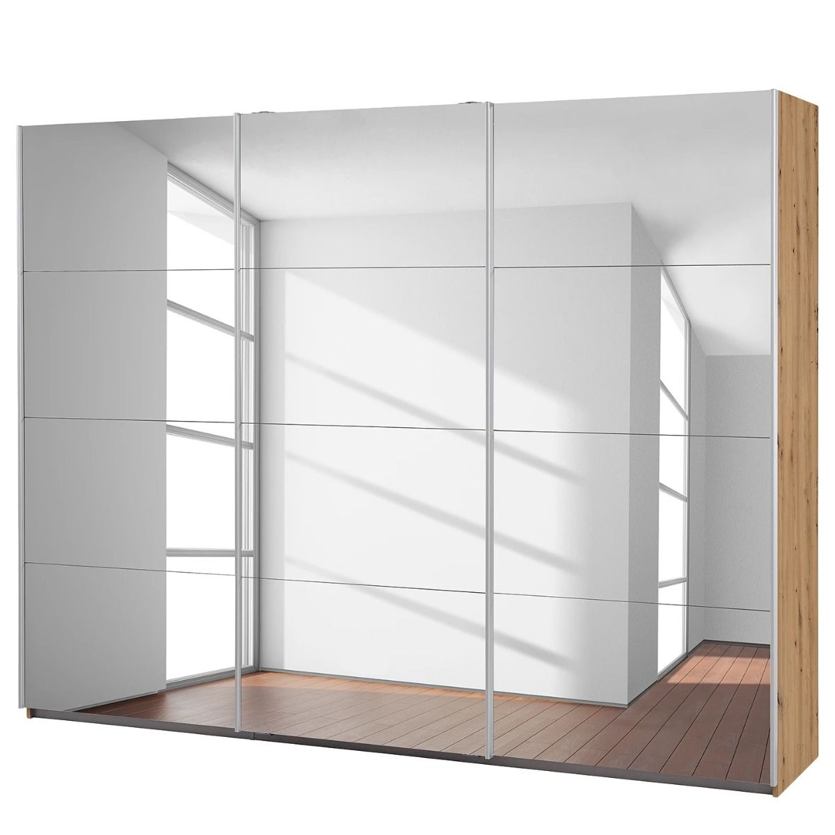 Oakwood Rauch Quadra Full Mirrored 3 Gliding Door Wardrobe