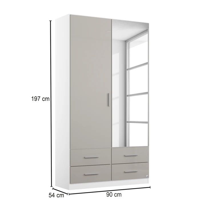 Oakwood Rauch Stuttgart Artisan Oak Light  2 Door Combi Wardrobe