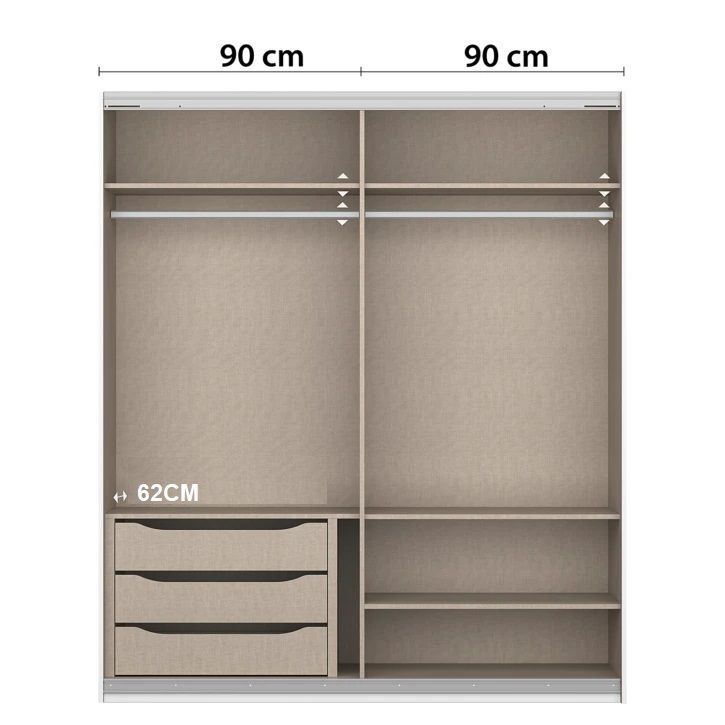 Oakwood Rauch Marburg Metallic Grey 181CM Sliding  Wardrobe