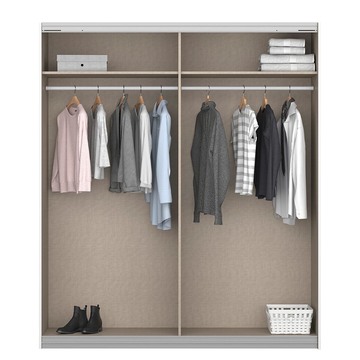 Oakwood Rauch Luma 181cm 2 Door Sliding Wardrobe with 1 Glass Door and 1 Mirror Door