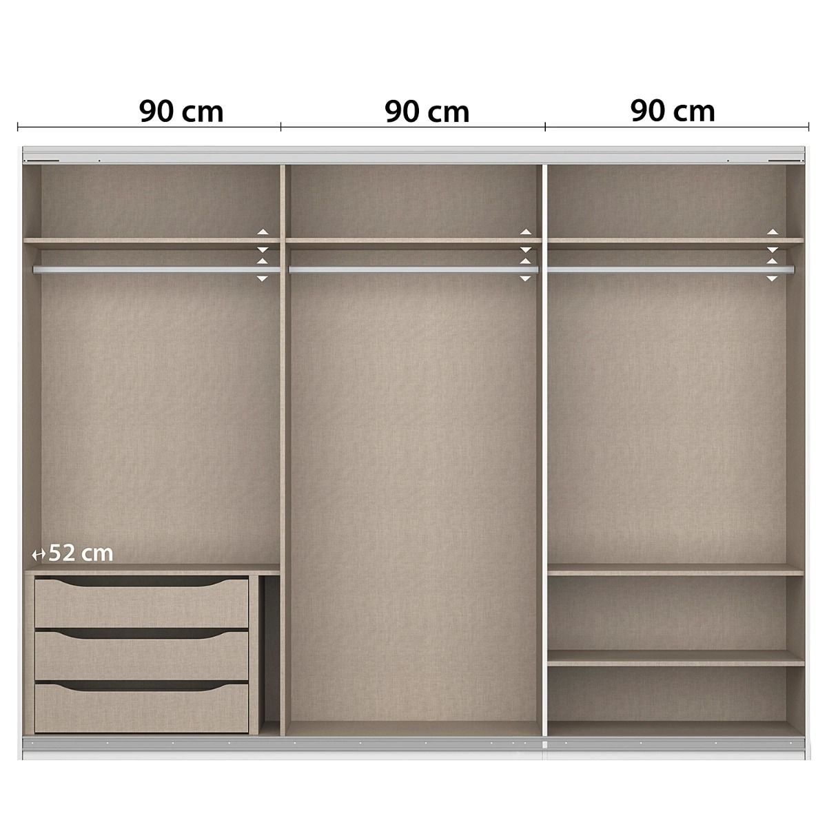 Oakwood Rauch Marburg Metallic Grey 271 CM Sliding  Wardrobe