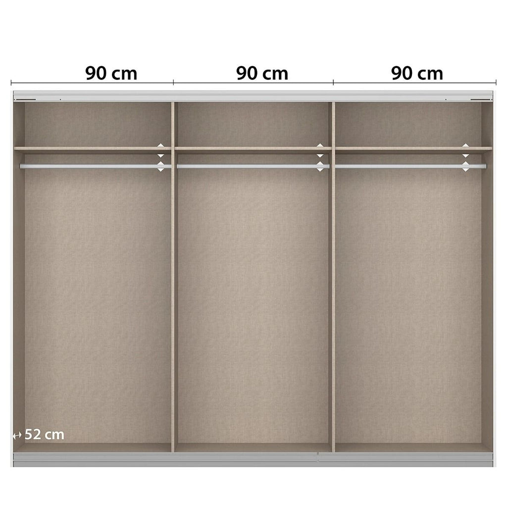 Oakwood Rauch Marburg Metallic Grey 271 CM Sliding  Wardrobe