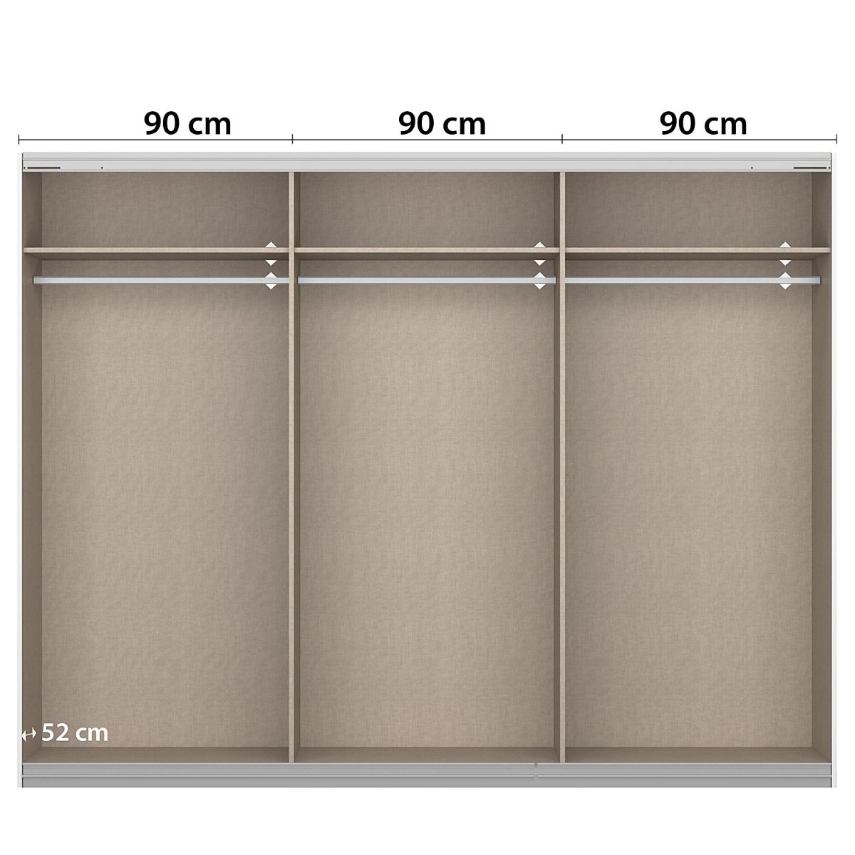 Oakwood Rauch Marburg Metallic Grey 271 CM Sliding  Wardrobe