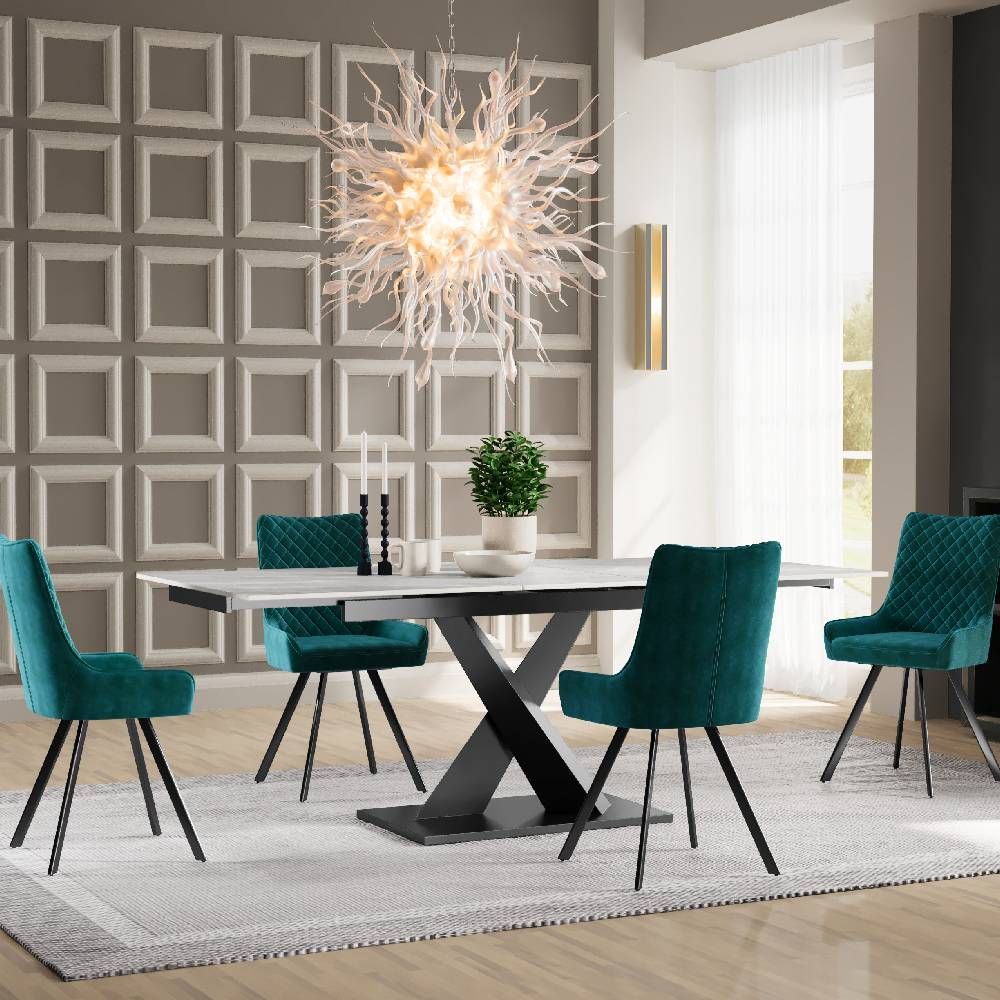 Oakwood Renard Ceramic Pearla Grey 140/180 Extending Dining Table Set