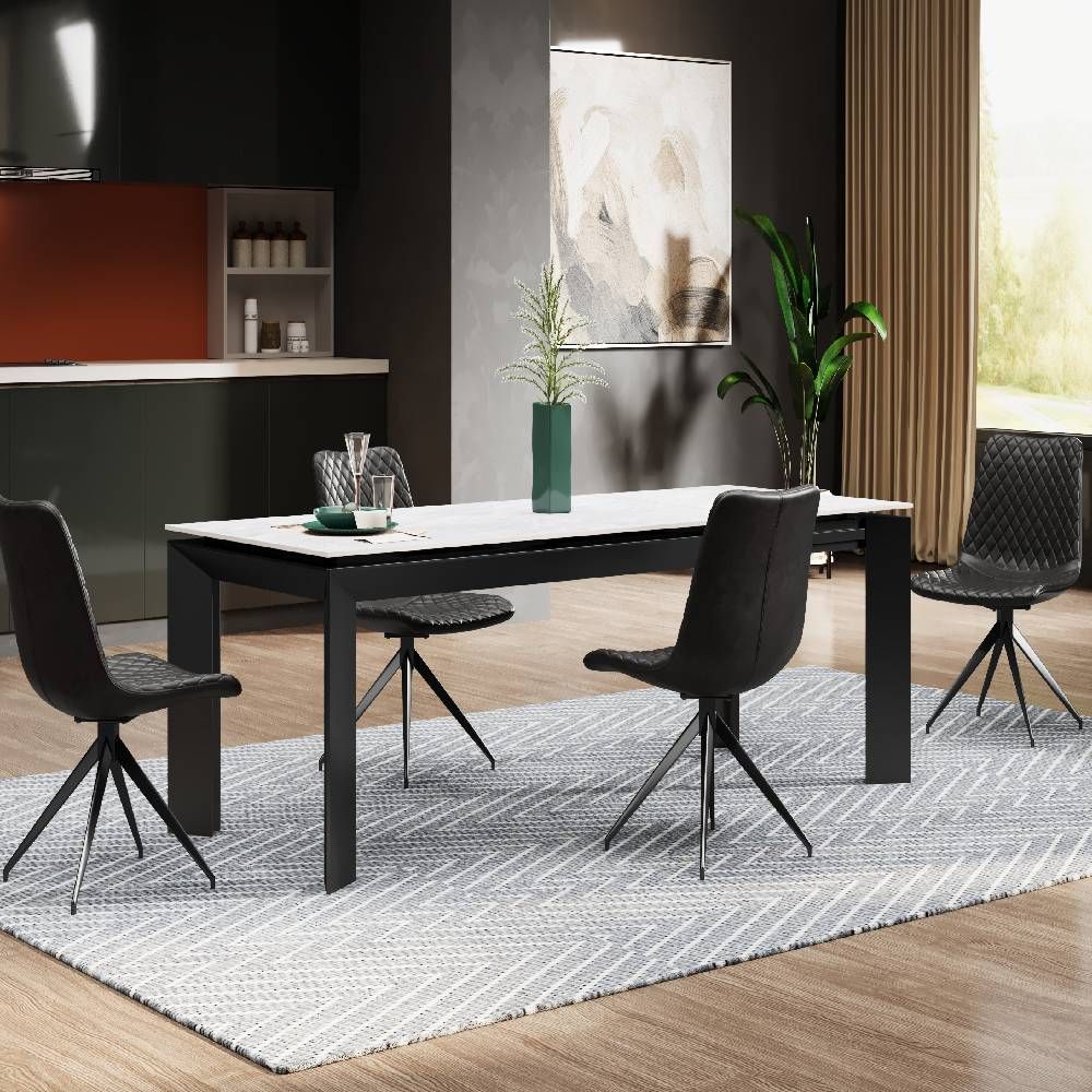 Oakwood Amador Ceramic Argento Grey 160/220cm Extending Dining Table Set