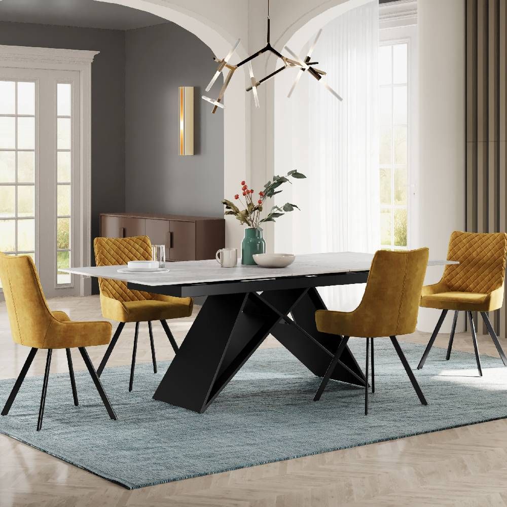 Oakwood Triesta Ceramic Argento Grey 160/200 Extending Dining Table Set
