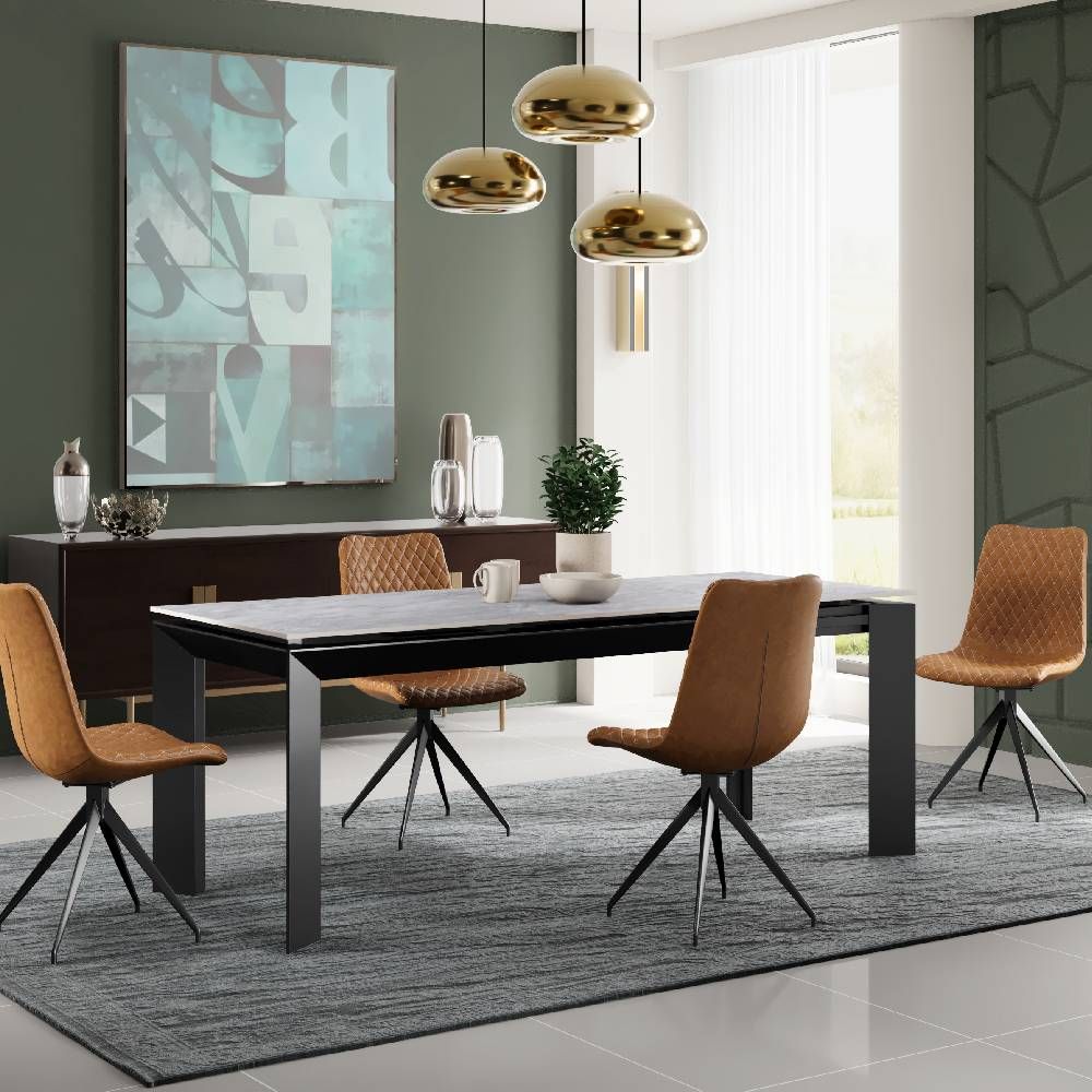 Oakwood Amador Ceramic Pearla Grey 160/220cm Extending Dining Table Set
