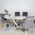 Oakwood Chelsea 1.5M White or Grey Marble Top Dining Table Set