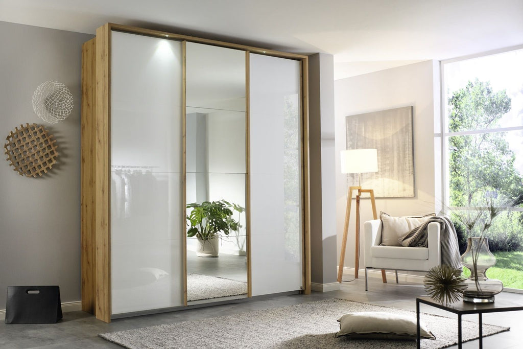 Oakwood Rauch Kulmbach Glass & Mirror 3 Sliding Door Wardrobe