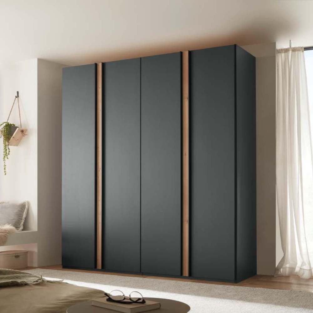 Oakwood Wiemann Lagos Graphite With Bianco Oak Front 4 Hinged Door Wardrobe
