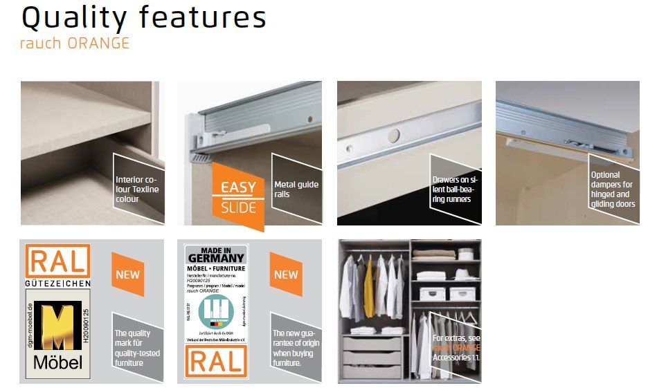 Oakwood Rauch Miramar Perth Silk Grey Glass Sliding Door Wardrobe