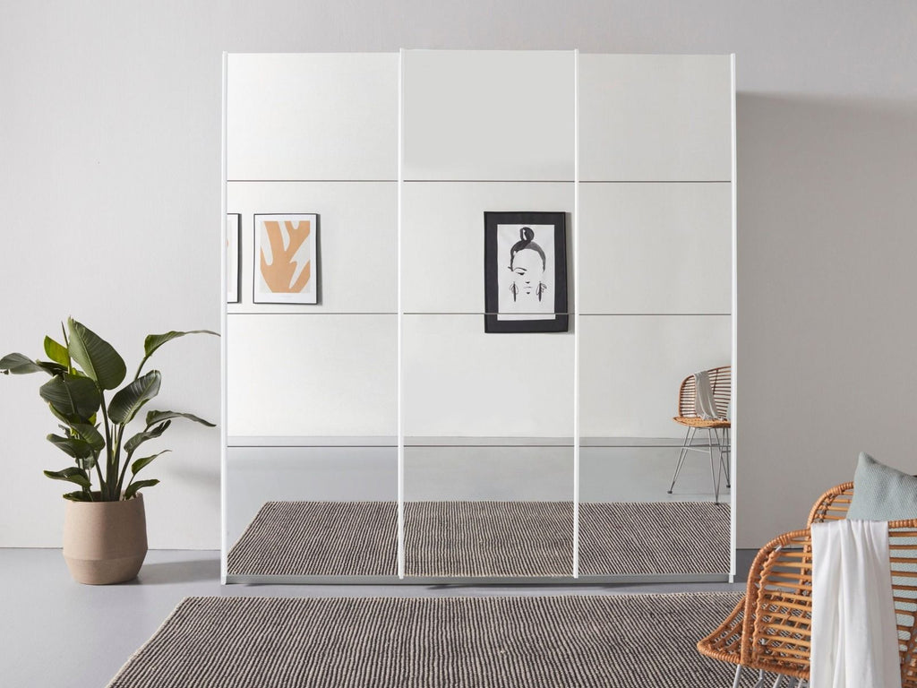 Oakwood Rauch Oracle White 3 Door Full Mirror Sliding Wardrobe 203CM