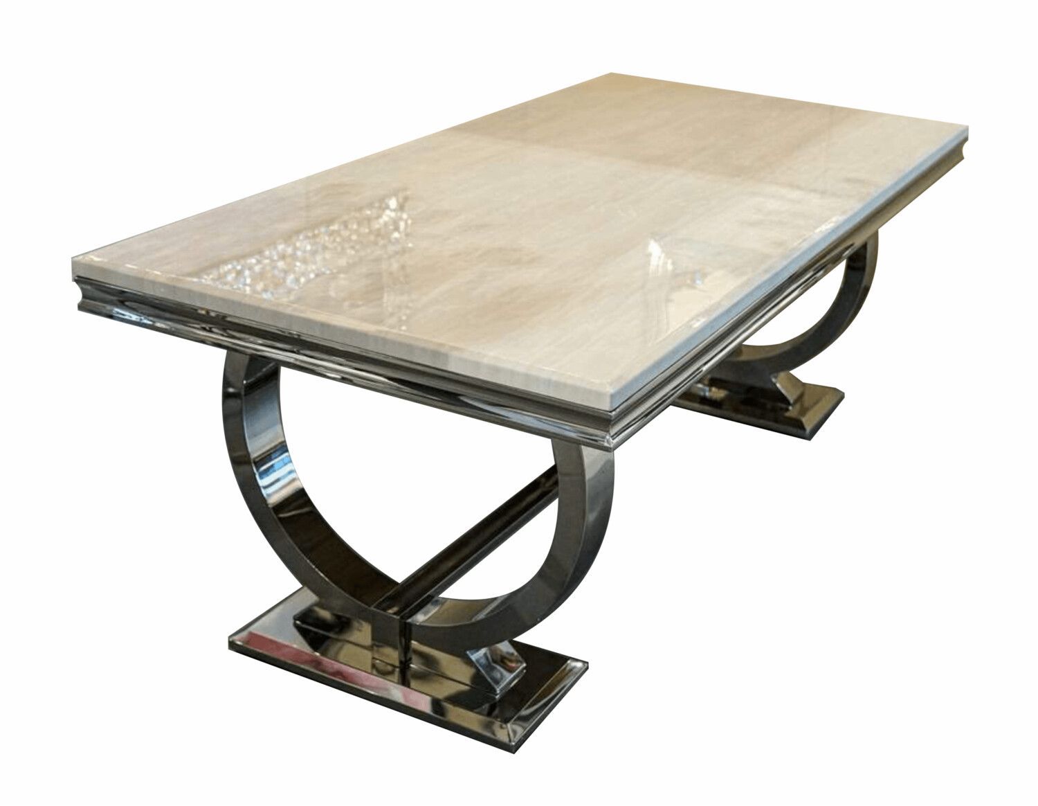 Oakwood Arianna 1.8M Cream Marble Top Dining Table