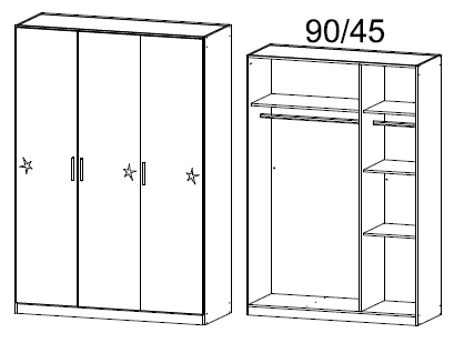 Oakwood Rauch Celle 3 Door Hinged High Gloss Front Wardrobe