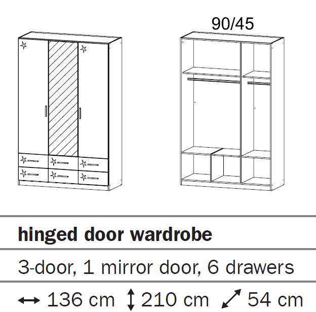 Oakwood Rauch Stuttgart 3-Door Combi Wardrobe