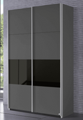 Oakwood Rauch Quadra Metallic Grey & Black Glass 2 Gliding Door Wardrobe