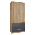 Oakwood Rauch Alvor 2 Door Sonoma Oak Metallic Grey Combi Wardrobe