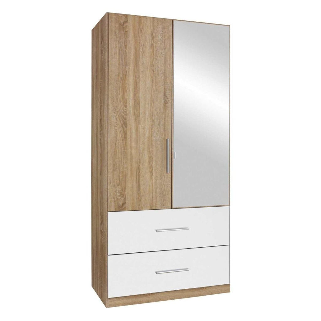 Oakwood Rauch Alvor 2 Door Sonoma Oak White Combi Wardrobe