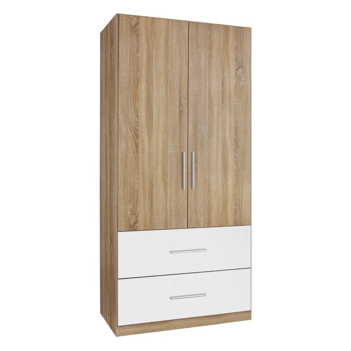 Oakwood Rauch Alvor 2 Door Sonoma Oak White Combi Wardrobe