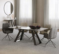 Oakwood Merlino light grey gloss marble ceramic  Ext Dining Table Set
