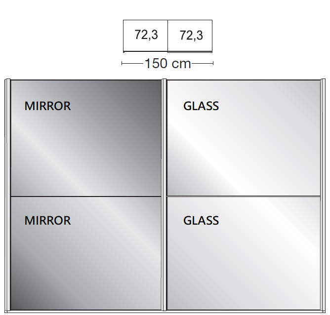 Oakwood Wiemann Berlin White Glass and Mirror Front Sliding Door Wardrobe