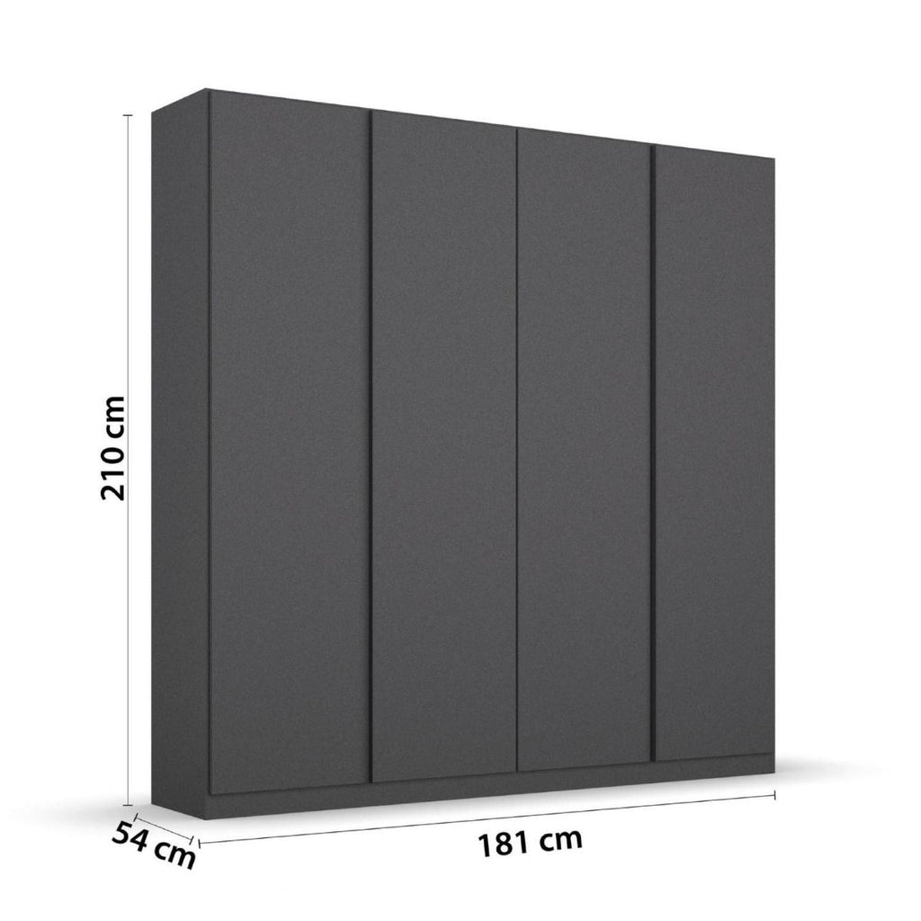 Oakwood Rauch Monostar Metallic Grey 4 Door Hinged Wardrobe W181CM