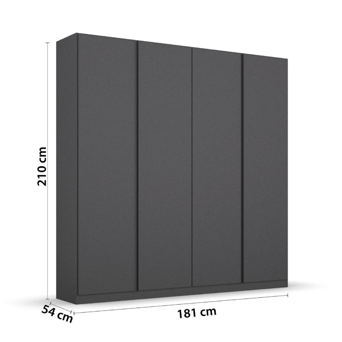 Oakwood Rauch Monostar Metallic Grey 4 Door Hinged Wardrobe W181CM