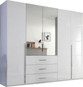 Oakwood Rauch Montclar 5 Door Hinged Combi High Gloss White Wardrobe with Premium Interior
