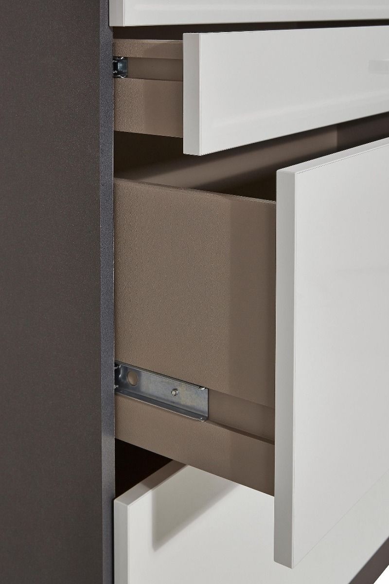 Oakwood Rauch Homburg Metallic Grey and High Gloss White 4 Door Extended Height Wardrobe