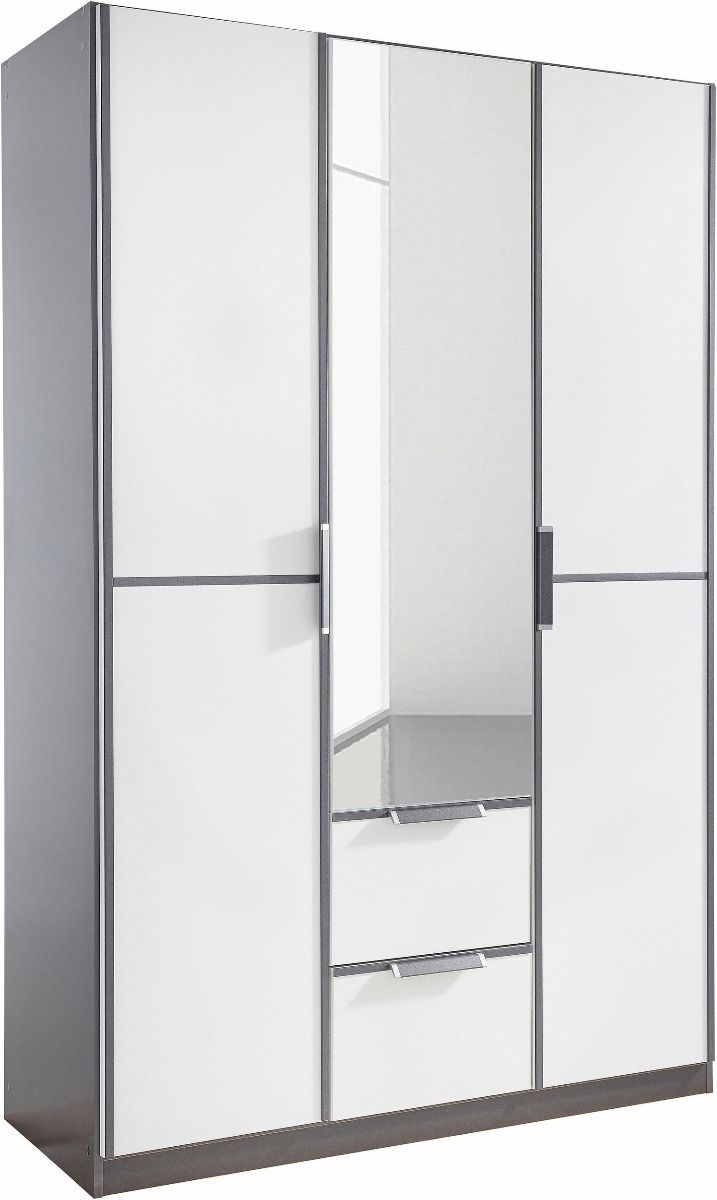 Oakwood Rauch Essensa White Glass Front Combi Hinged Door Wardrobe
