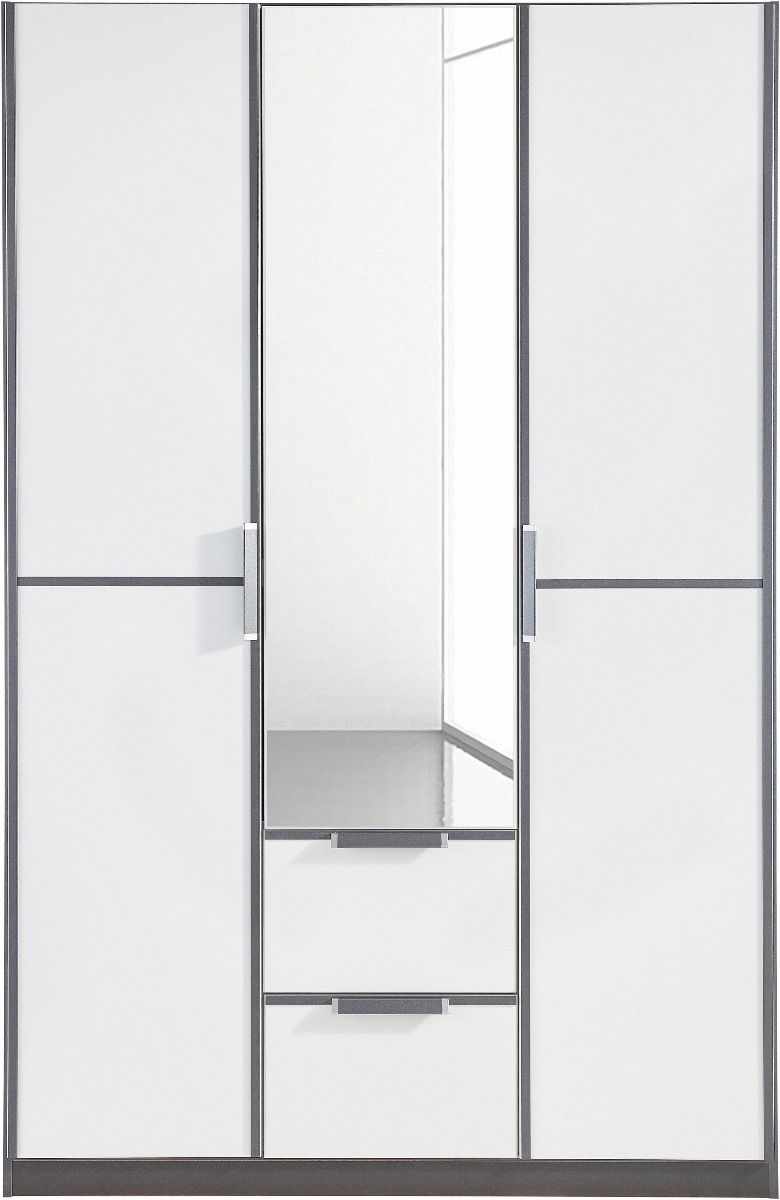 Oakwood Rauch Essensa White Glass Front Combi Hinged Door Wardrobe
