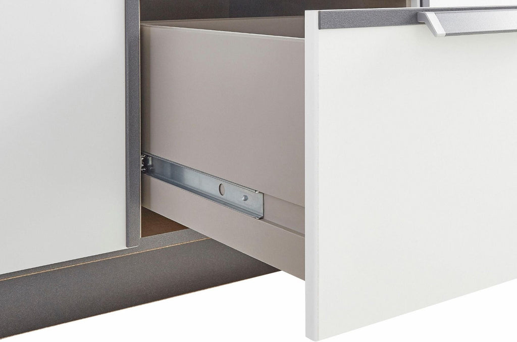 Oakwood Rauch Essensa White Glass Front Combi Hinged Door Wardrobe