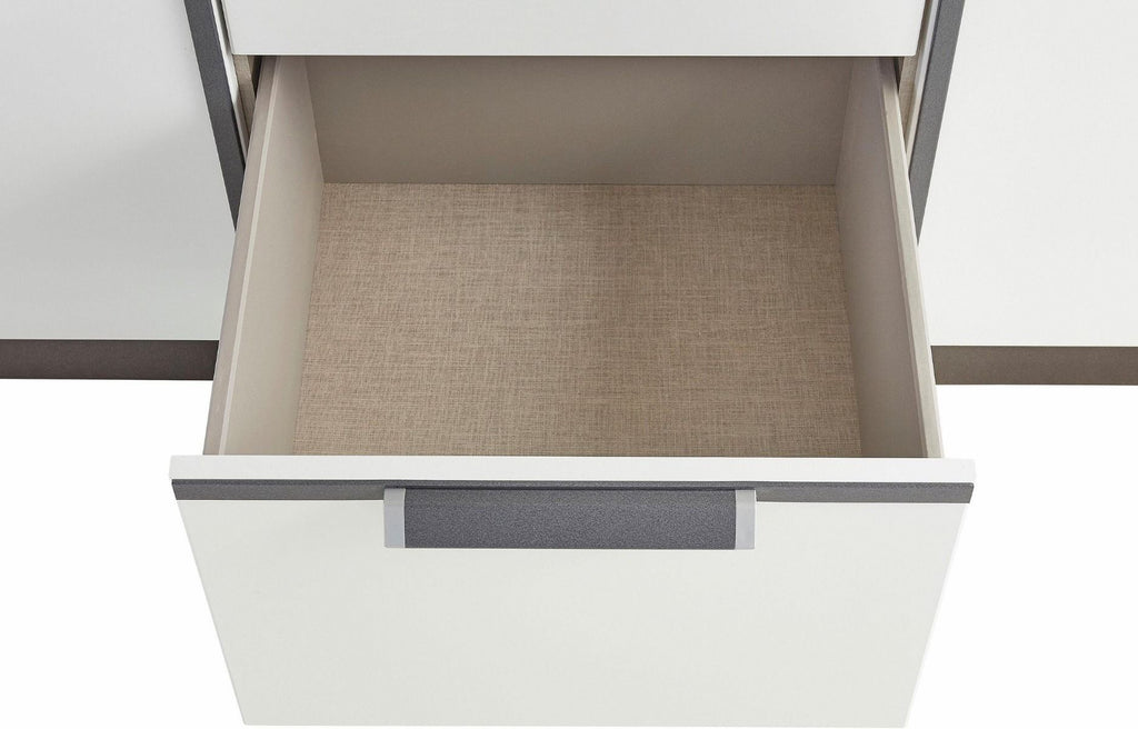 Oakwood Rauch Essensa White Glass Front Combi Hinged Door Wardrobe