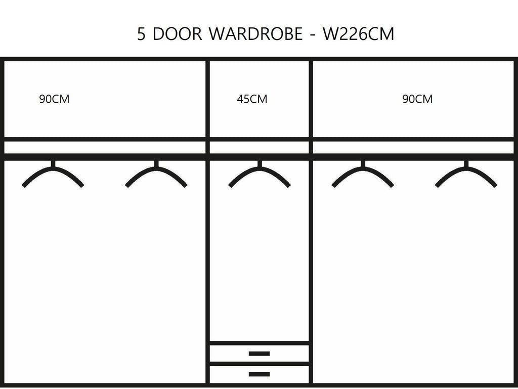Oakwood Rauch Essensa White Glass Front Combi Hinged Door Wardrobe