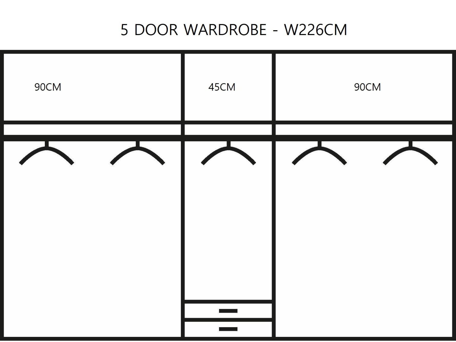 Oakwood Rauch Essensa White Glass Front Combi Hinged Door Wardrobe