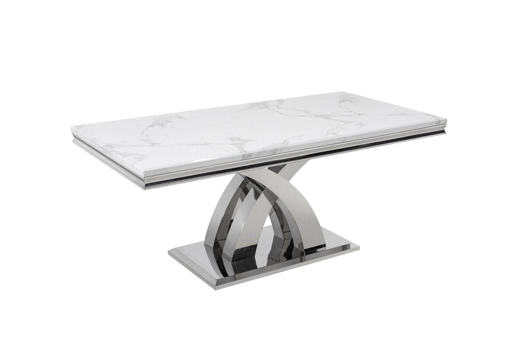 Oakwood Ottavia 1.8M White Marble Dining Table with 6 Lewis Chairs