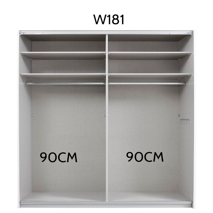 Oakwood Rauch Luma 181cm 2 Door Sliding Wardrobe with 1 Decor Door and 1 Mirror Door