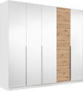 Oakwood Rauch Bellezza High Gloss White and Artisan Oak 5 Door Hinged wardrobe